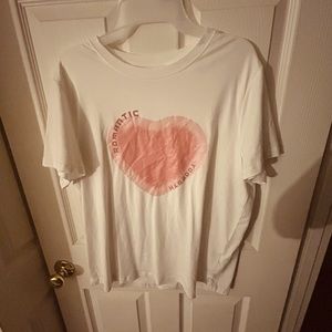 White T-Shirt with Pink Heart Graphic